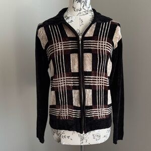 Vintage Silk Women’s Retro Plaid Indie Boho Sweater Cardigan